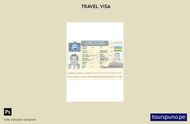 Plantilla de visa de viaje para Ruanda lista para imprimir
